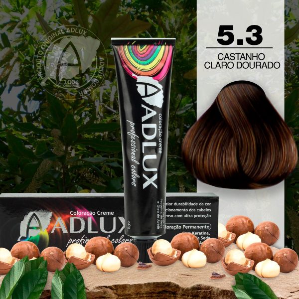 Coloração Creme Adlux 5.3 Castanho Claro Dourado – 60g